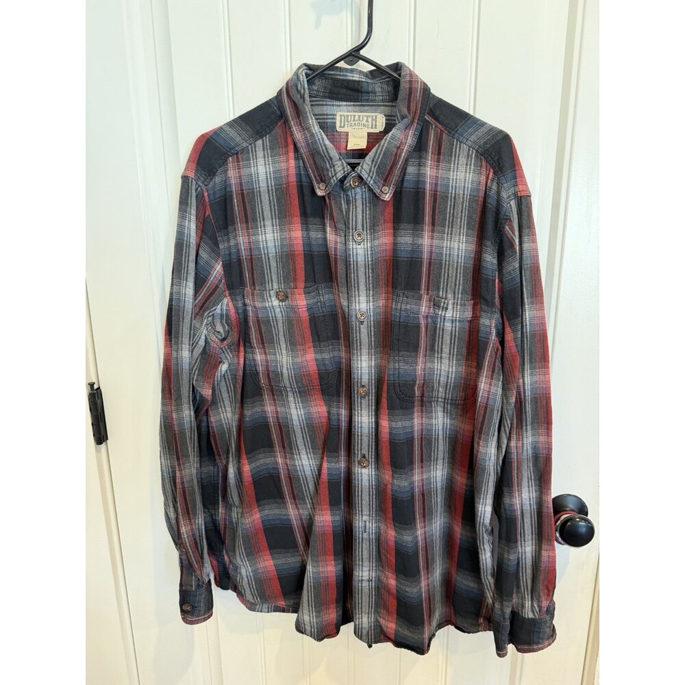 Lot of 3 Duluth Trading Mens 2XL XXL Plaid Flannel Shirts Cotton Long Sleeve